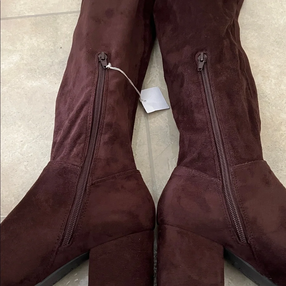 Chocolate Brown Microsuede Christian Siriano Over-the-Knee Boots NWT Size 8